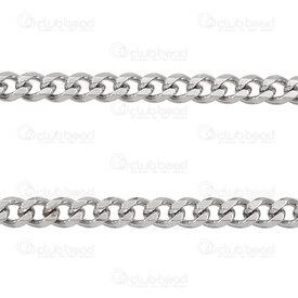 2602-8105-5N - Stainless Steel 304 Curb Chain 5x7x1.5mm Diamond Cut Unsoldered Natural 5m Roll 2602-8105-5N,CX,montreal, quebec, canada, beads, wholesale