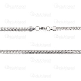 2602-8120-5N - Stainles Steel 304 Curb Chain 5x2mm Fancy Edge 20in (50cm) Necklace Unsoldered Natural 1pc 2602-8120-5N,montreal, quebec, canada, beads, wholesale