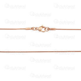 2602-9020-0.9RGL - Stainless Steel 304 Snake Chain 0.9mm Necklace 20" (50.8cm) Rose Gold 1pc 2602-9020-0.9RGL,Chains,Stainless Steel ,Stainless Steel 304,Snake,Chain,Necklace,20" (50.8cm),0.9mm,Rose Gold,1pc,China,montreal, quebec, canada, beads, wholesale