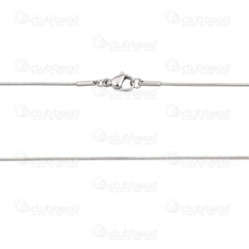 2602-9024-0.9N - Stainless Steel 304 Snake Chain 0.9mm Necklace 24in (60cm) Natural 1pc 2602-9024-0.9N,ACIER,montreal, quebec, canada, beads, wholesale