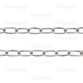 2602-9502-15 - Stainless Steel 304 Paperclip Chain 7x15x1.5mm Soldered Natural 2m Roll 2602-9502-15,Chains,montreal, quebec, canada, beads, wholesale