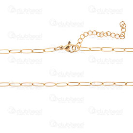 2602-9516-3XGL - Stainless Steel Paperclip Chain 8x3x0.6mm Soldered Necklace 16" (40cm) with Chain Extender 40mm Gold Plated 1pc 2602-9516-3XGL,Chains,Stainless Steel ,montreal, quebec, canada, beads, wholesale