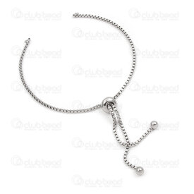 2602-9901-1.5 - Stainelss Steel Box Chain 1.5mm Ajustable Semi-Finish Bracelet 9" (23cm) Natural 5pcs 2602-9901-1.5,Chains,montreal, quebec, canada, beads, wholesale