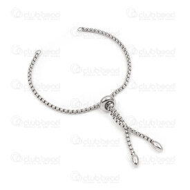 2602-9901-2.5 - Stainelss Steel Box Chain 2.5mm Ajustable Semi-Finish Bracelet 8.5" (22cm) Natural 5pcs 2602-9901-2.5,Chains,Stainless Steel ,montreal, quebec, canada, beads, wholesale