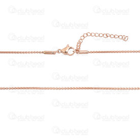 2603-0118-1.5XRGL - Stainless Steel Venetian Box Chain 1.5x1.5mm Unsoldered Necklace 18" (45cm) Chain Extender 50mm Rose Gold 10pcs 2603-0118-1.5XRGL,Chains,By styles,Venitian,montreal, quebec, canada, beads, wholesale