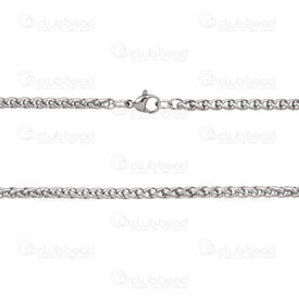 2603-0420-3N - Stainless Steel 304 Spiga Chain 3mm Unsoldered Necklace 20" (50cm) Natural 5pcs 2603-0420-3N,Chains,By styles,Spiga,montreal, quebec, canada, beads, wholesale