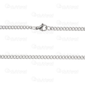 2603-0918-3N - Stainless Steel Curb Chain 3x4x0.8mm Unsoldered Necklace 18" (45cm) Natural 10pcs 2603-0918-3N,Chains,Stainless Steel ,montreal, quebec, canada, beads, wholesale