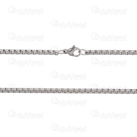 2603-1724-3N - Stainless Steel Venetian Box Chain 3x2.5mm Unsoldered Necklace 24" (60cm) Natural 10pcs 2603-1724-3N,Chains,montreal, quebec, canada, beads, wholesale