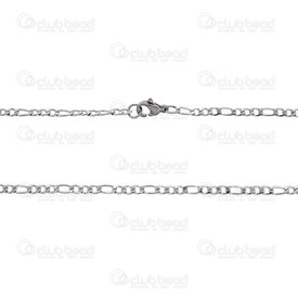 2603-6524-2.5N - Stainless Steel 304 Figaro Chain Necklace 23" (58.4cm) 2.5x6mm Natural 12pcs 2603-6524-2.5N,Chains,12pcs,Stainless Steel 304,Figaro,Chain,Necklace,23" (58.4cm),2.5x6mm,Natural,12pcs,China,montreal, quebec, canada, beads, wholesale