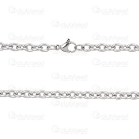 2603-7418-4.5N - Stainless Steel Cable Round Chain 4.5x6x1.2mm Unsoldered Necklace 18" (46cm) Natural 5pcs 2603-7418-4.5N,Chains,montreal, quebec, canada, beads, wholesale