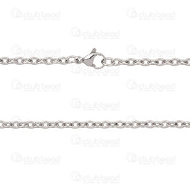 2603-7518-3N - Stainless Steel 304 Flat Cable Chain 3x4x0.55mm Unsoldered Necklace 18in (45cm) Natural 10pcs 2603-7518-3N,Chaines acier inox,montreal, quebec, canada, beads, wholesale