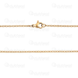2603-7618-1.5GL - Stainless Steel 304 Mirror Cable Chain 1.5mm Necklace 17.5" (45cm) Gold 12pcs 2603-7618-1.5GL,Chains,Gold,Stainless Steel 304,Mirror Cable,Chain,Necklace,17.5" (45cm),1.5mm,Gold,12pcs,China,montreal, quebec, canada, beads, wholesale
