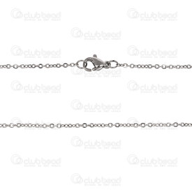 2603-7618-1.5N - Stainless Steel 304 Mirror Cable Chain 1.5mm Necklace 17.5" (45cm) Natural 12pcs 2603-7618-1.5N,Fermoir collier or,17.5" (45cm),Stainless Steel 304,Mirror Cable,Chain,Necklace,17.5" (45cm),1.5mm,Natural,12pcs,China,montreal, quebec, canada, beads, wholesale