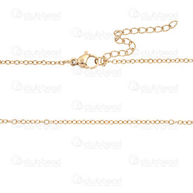 2603-7618-1.5XGL - Stainless Steel 304 Cable Chain 1.6x2x0.3mm Soldered Necklace 17.5" (44cm) with Chain Extender 50mm Rose Gold Plated 10pcs 2603-7618-1.5XGL,Chains,Stainless Steel ,montreal, quebec, canada, beads, wholesale