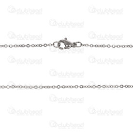 2603-7624-1.5N - Stainless Steel 304 Mirror Cable Chain 1.5mm Necklace 23.5" (59.6cm) Natural 12pcs 2603-7624-1.5N,acier fermoir,12pcs,Stainless Steel 304,Mirror Cable,Chain,Necklace,23.5" (59.6cm),1.5mm,Natural,12pcs,China,montreal, quebec, canada, beads, wholesale
