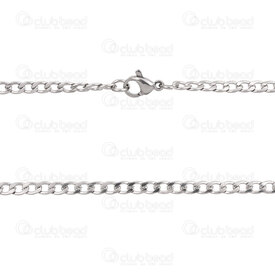 2603-8128-3N - Stainless Steel Curb Chain Diamond Cut 3x5x0.8mm Unsoldered Necklace 28in (71cm) Natural 10pcs 2603-8128-3N,Stainless Steel Necklace,montreal, quebec, canada, beads, wholesale