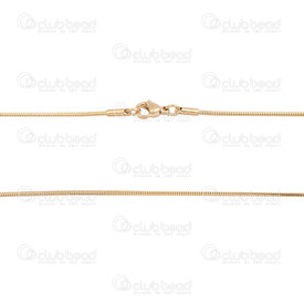 2603-9018-1GL - Stainless Steel 304 Snake Chain 1mm Necklace 17.5" (45cm) Gold 12pcs 2603-9018-1GL,Chains,12pcs,Stainless Steel 304,Snake,Chain,Necklace,17.5" (45cm),1mm,Gold,12pcs,China,montreal, quebec, canada, beads, wholesale