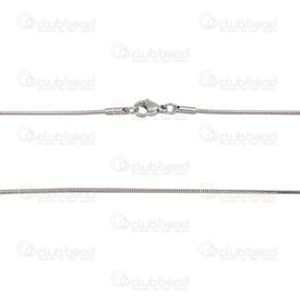 2603-9018-1N - Stainless Steel 304 Snake Chain 1mm Necklace 17.5" (45cm) Natural 12pcs 2603-9018-1N,Fermoir collier or,Snake,Stainless Steel 304,Snake,Chain,Necklace,17.5" (45cm),1mm,Natural,12pcs,China,montreal, quebec, canada, beads, wholesale