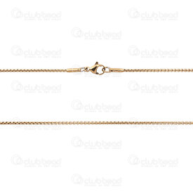 2604-1720-1.5GL - Acier Inoxydable 304 Chaine Venitienne 1.5mm Non Soude Collier 20po (50cm) Plaque Or 5pcs 2604-1720-1.5GL,chaine 1,montreal, quebec, canada, beads, wholesale