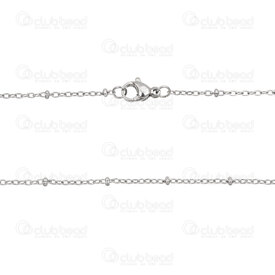 2604-5518-1.5N - Acier Inoxydable Chaine Forcat 1.5x2.3x0.4mm Soude avec Bille 2.5mm Collier 17.5po(45cm) Naturel 5pcs 2604-5518-1.5N,Stainless Steel Necklace,montreal, quebec, canada, beads, wholesale