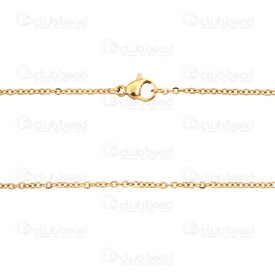 2604-7618-1.5GL - Stainless Steel 304 Mirror Cable Chain 1.5x2x0.3mm Necklace 17.5" (45cm) Gold 10pcs 2604-7618-1.5GL,Chains,10pcs,Stainless Steel 304,Mirror Cable,Chain,Necklace,17.5" (45cm),1.5x2x0.3mm,Gold,10pcs,China,montreal, quebec, canada, beads, wholesale