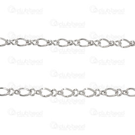 2605-0305-ST4.5N - Acier Inoxydable 304 Chaine Infini 4.5x7x0.8mm 4x6.5x0.8mm Torsade Fil Carre Non Soude Naturel Rouleau 5m 2605-0305-ST4.5N,Chaînes,Par styles,Autres,montreal, quebec, canada, beads, wholesale