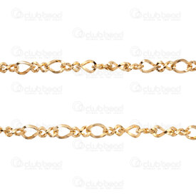 2605-0305-ST5.5GL - Acier Inoxydable 304 Chaine Infini 5.5x8.5x1mm 4.5x8x1mm Torsade Fil Carre Non Soude Plaque Or Rouleau 5m 2605-0305-ST5.5GL,Chaînes,Par styles,Autres,montreal, quebec, canada, beads, wholesale