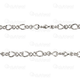 2605-0305-ST5.5N - Stainless Steel 304 Infinity Chain 5.5x8.5x1mm 4.5x8x1mm Twisted Square Wire Unsoldered Natural 5m Roll 2605-0305-ST5.5N,Torsade,montreal, quebec, canada, beads, wholesale