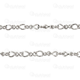 2605-0305-ST5.5N - Acier Inoxydable 304 Chaine Infini 5.5x8.5x1mm 4.5x8x1mm Torsade Fil Carre Non Soude Naturel Rouleau 5m 2605-0305-ST5.5N,Chaînes,Par styles,Autres,montreal, quebec, canada, beads, wholesale