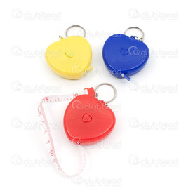 2801-0019 - Plastic Ruler Key Ring Heart Shape 55x55x20mm Assorted Color 150cm 1pc 2801-0019,Tools and accessories,Measuring tools,montreal, quebec, canada, beads, wholesale