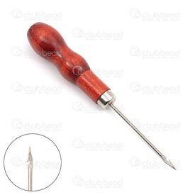 2801-0211-5 - Metal Beading Awl 13cm with hook Wood Handle 1pc 2801-0211-5,Punchs,montreal, quebec, canada, beads, wholesale