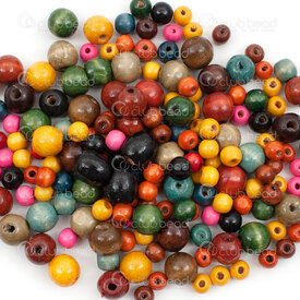 3002-1110-05 - Bois Bille Assortiment Gros Taille Couleur-forme-Taille Assortie (approx. 100gr) 1 sac 3002-1110-05,Billes,Ensembles assorties,montreal, quebec, canada, beads, wholesale
