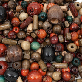 3002-1110-07 - Wood Bead Assortment Woody Mix Size Size-Shape-Color Assorted (approx. 100gr) 1 bag 3002-1110-07,C,montreal, quebec, canada, beads, wholesale