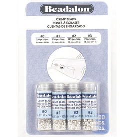 305B-101 - Beadalon Perle à Écraser Emballage de Variété Métal Rond #0-3 (0.8-1.8mm) Argent 600pcs 305B-101,montreal, quebec, canada, beads, wholesale