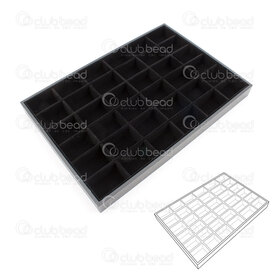 4001-0132-03 - Velvet Plate 36 cells detachable display 35x24x3cm Black , cell :5*3.2cm 4001-0132-03,Displays,Plates,montreal, quebec, canada, beads, wholesale