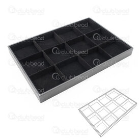 4001-0132-05 - Velvet Plate Display 12 Cell of 8x7.5x2cm 35x24x3cm Black  1pc 4001-0132-05,4001-,Velvet,Plate Display,12 Cell of 8x7.5x2cm,35x24x3cm,Black,China,1pc,montreal, quebec, canada, beads, wholesale
