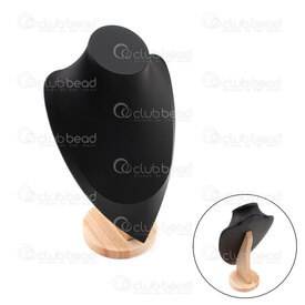 4001-0231-BKW - Simili Cuir Présentoir Buste pour Collier Noir Base Rond 11cm 1pc 4001-0231-BKW,Présentoirs,À collier,Faux Leather,Bust Display,for Necklace,30x18cm,Noir,Chine,1pc,Round Base 11cm,montreal, quebec, canada, beads, wholesale