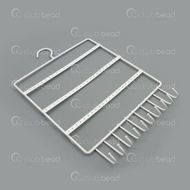 4001-0249 - Metal Earring Hanger 38x26cm 66 holes wih 10 hook White 1pc 4001-0249,Displays,montreal, quebec, canada, beads, wholesale
