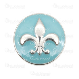 4005-0102-005 - Snap! Metal Interchangeable Fastener Round French Lily 20MM Turquoise Nickel 1pc  Off Price Policy 4005-0102-005,Findings,Buttons,Snap,montreal, quebec, canada, beads, wholesale