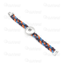 4005-0102-021 - Base en Métal et Cuir pour Snap Bracelet Noir/Bleu/Orange/Mauve 19.5cm Base de 30mm 1pc  Hors Politique de Prix 4005-0102-021,montreal, quebec, canada, beads, wholesale
