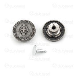 4005-5101-BN - Brass Jeans Button Round Cross Design 18mm Riveted Back Black Nickel 10sets 4005-5101-BN,4005-5,montreal, quebec, canada, beads, wholesale