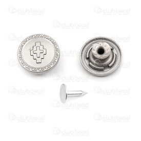 4005-5101-WH - Brass Jeans Button Round Cross Design 18mm Riveted Back Nickel 10sets 4005-5101-WH,montreal, quebec, canada, beads, wholesale