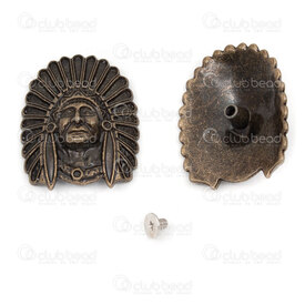 4005-5301 - Brass Conchos Oval Indian Head 39.5x32.5x11mm Screw Back Antique Brass 10sets 4005-5301,Findings,Fastener,montreal, quebec, canada, beads, wholesale