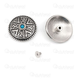 4005-5303 - Brass Conchos Round Cross with Turquoise 28.5x8mm Screw Buttom Nickel 10sets 4005-5303,Findings,Fastener,montreal, quebec, canada, beads, wholesale