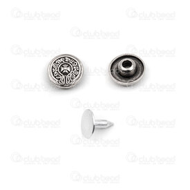 4005-5401 - Brass Rivet Round Fancy Design 10mm Riveted Back Nickel 100sets 4005-5401,Findings,Fastener,montreal, quebec, canada, beads, wholesale