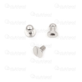 4005-5501-07WH - Brass Rivet Round-Headed 5x8.5mm Screw Buttom 7mm Nickel 10sets 4005-5501-07WH,Findings,Fastener,montreal, quebec, canada, beads, wholesale