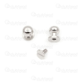 4005-5501-09WH - Brass Rivet Round-Headed 8.5x11mm Screw Buttom 9mm Nickel 10sets 4005-5501-09WH,montreal, quebec, canada, beads, wholesale