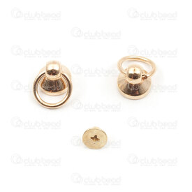 4005-5503-09BR - Brass Rivet Round-Headed 9.5x9mm with 7mm ring Screw Buttom Brass 10sets 4005-5503-09BR,montreal, quebec, canada, beads, wholesale