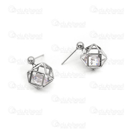 4007-0101-49 - stainless steel ear ring polygon hollow with 8MM STONE 4007-0101-49,montreal, quebec, canada, beads, wholesale