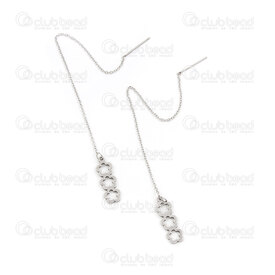 4007-0102-143 - Stainless steel earring Set pin with chain Flower (3) 18x6.5mm natural 1set 4007-0102-143,montreal, quebec, canada, beads, wholesale